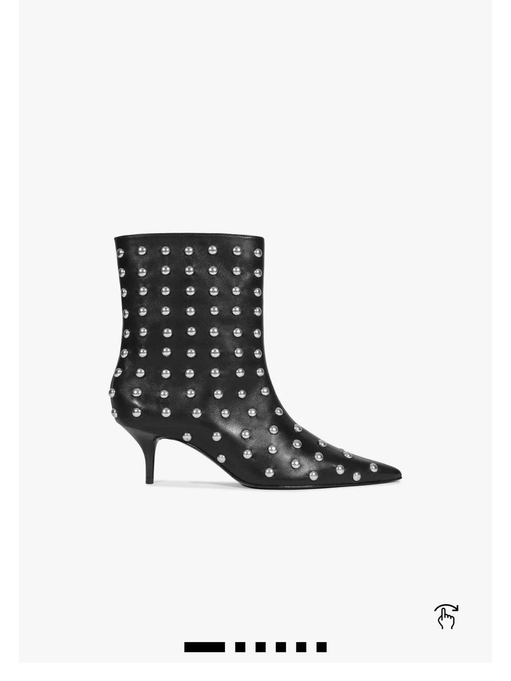 SCHUTZ Black Stud-Embellished Pointed Ankle Boot